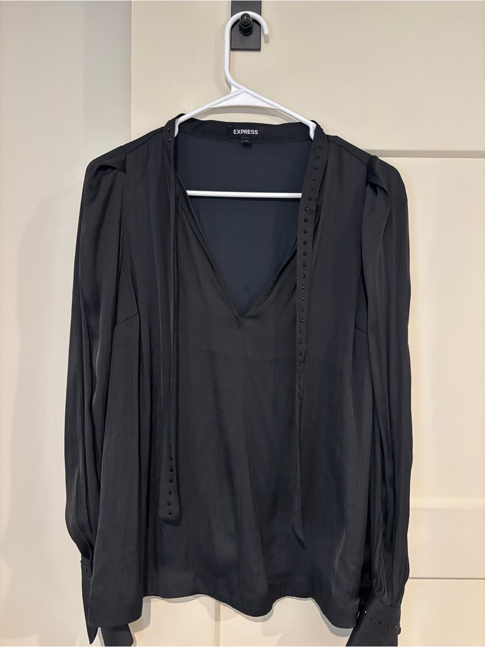 Express Black V-Neck Long Sleeve Blouse